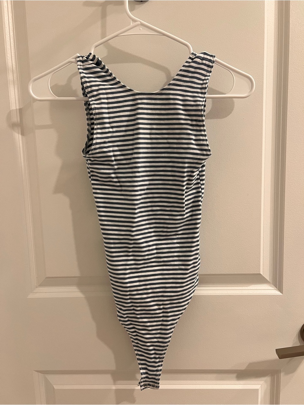American Eagle Outfitters Navy and White Striped Bodysuit